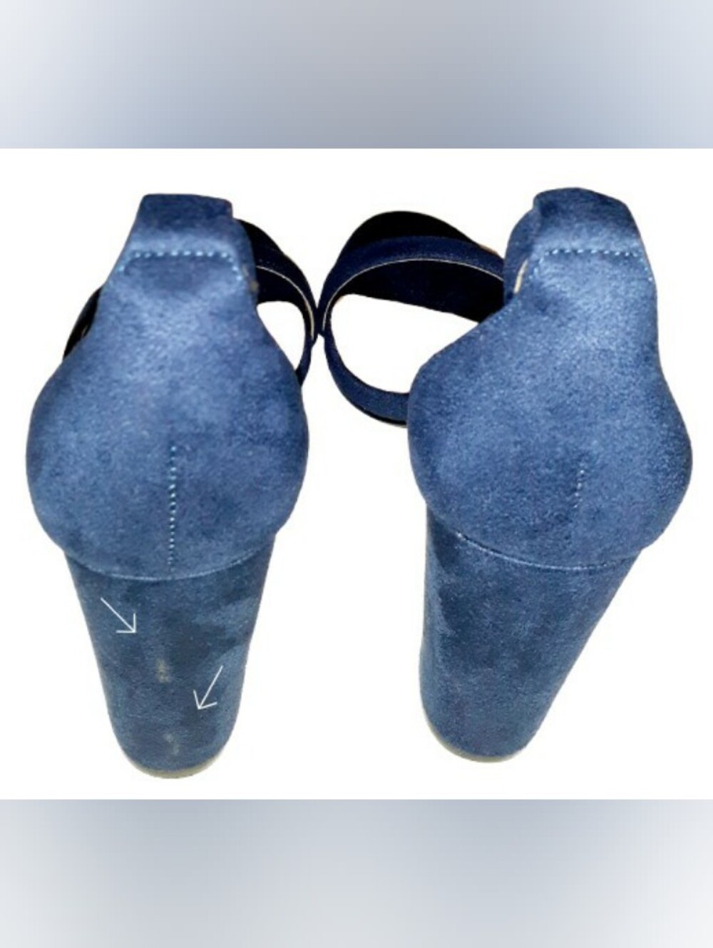 IDIFU Navy Blue Faux Suede Ankle Strap 4in Chunky Block Heel Sandals 9 - Picture 11 of 13
